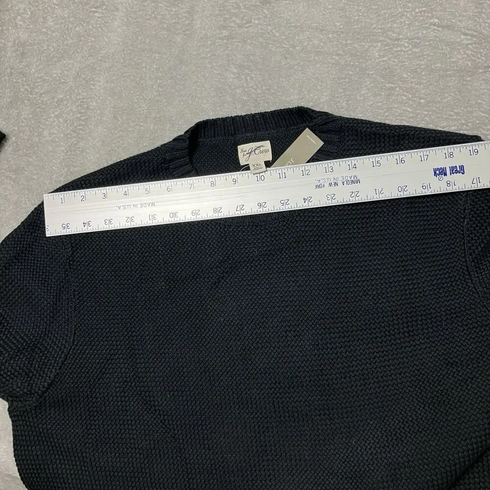 J Crew‎ Mens XXL Black Premium Basket-stitch Cotton Crewneck Sweater - Picture 9 of 11